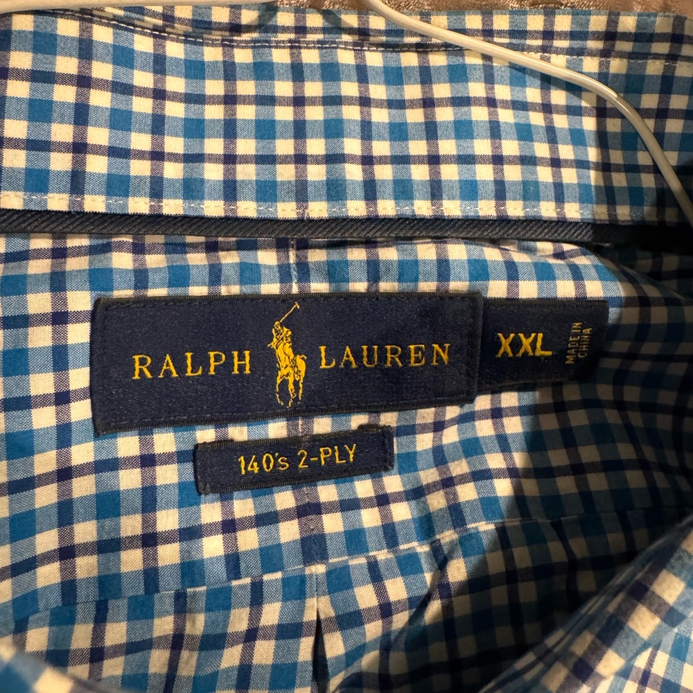 Ralph Lauren Blue Gingham Casual Button Down Shirt